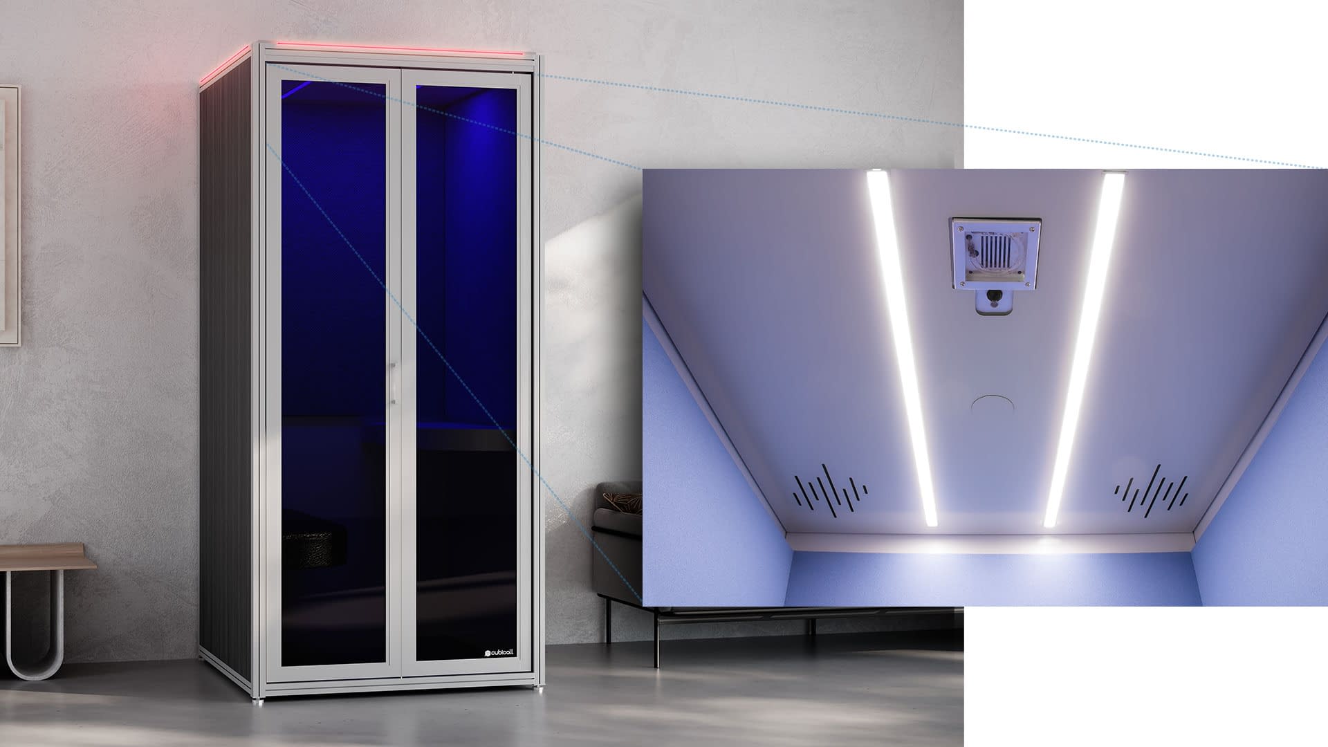UV Phone Booth for After-use Disinfection Features